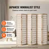 A room divider in a Japanese minimalist style, with text overlays describing its features. Voir les images du produit