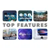 Collage of feature highlights for a television. Produktbild-Vorschau