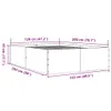 A diagram showing the dimensions of a bed frame. Produktbild-Vorschau