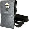 A Karl Lagerfeld crossbody bag with a monogram pattern and a cartoon Karl Lagerfeld patch. Náhled obrázku produktu
