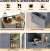 Collage of images showing different features and storage options of a kitchen cart. Voir les images du produit