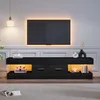 MODFU TV-Schrank Schwarz Hochglanz, TV-Lowboard mit LED und Produktbild-Vorschau 4