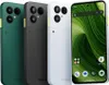 Three smartphones are displayed side-by-side, with the rightmost phone showing its screen. The phones are in different colors: green, black, and white. Produktbild-Vorschau