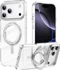 A clear protective phone case with a ring stand and MagSafe compatibility, shown from multiple angles. Produktbild-Vorschau