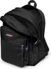 A black Eastpak rucksack with its main compartment partially open. Produktbild-Vorschau