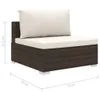 11-tlg. Garten-Lounge-Set mit Auflagen Poly Rattan Braun Produktbild-Vorschau 10