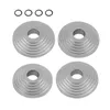 Four metal conical spacers and four black O-rings are arranged on a white background. Produktbild-Vorschau
