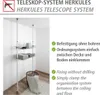 A telescopic storage system with shelves and a basket, set up in a room. Produktbild-Vorschau