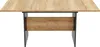 A rectangular dining table with a wooden top and black metal legs, shown from the front. Anteprima dell’immagine prodotto