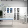 A clean, modern medical or office room with white cabinets, a desk, and a medical examination table. Podgląd zdjęcia produktu