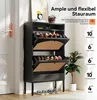 Schuhschrank 59x22.5x103.5 cm Schwarz Melamin Spanplatte Produktbild-Vorschau 3