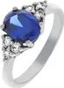 V Ring 925/- Sterling Silber weiß 058 (18,5) Zirkonia blau Produktbild-Vorschau 1
