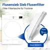 A dryer and a lint filter are shown, with text indicating compatibility. Produktbild-Vorschau