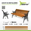An image showing the components and assembly instructions for a garden bench. Náhled obrázku produktu