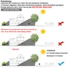 Diagrams illustrating how to charge and use solar-powered lights. Produktbild-Vorschau
