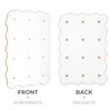 Two identical white climbing wall modules are shown side-by-side against a white background. The left module is labeled 'FRONT' and 'VORDERSEITE', and the right module is labeled 'BACK' and 'RÜCKSEITE'. Both modules have a series of circular indentations a Produktbild-Vorschau
