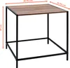 A square side table with a wooden top and black metal legs, shown from a slightly elevated angle against a white background. Dimensions are indicated with orange lines and text. Produktbild-Vorschau
