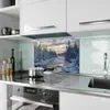 Küchenrückwand Spritzschutz Glas mit Motiv Winterflusswald Produktbild-Vorschau 2