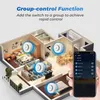 A 3D illustration of a house interior showing multiple smoke detectors and a smartphone displaying a control app. Podgląd zdjęcia produktu
