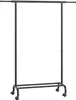 A black metal garment rack with wheels on a white background. Produktbild-Vorschau