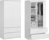 BDW, šatní skříň Monia, se 2 zásuvkami, bílá, 50Dx90Wx180H Náhled obrázku produktu 1