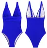 Badeanzug Damen Bauchweg - Saphirblau Gerippt - Produktbild-Vorschau 6