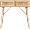A console table with two drawers and cane fronts, set against a white background. Náhľad obrázku produktu