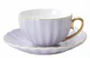 Porzellan Tasse mit Untertasse 220 ml Lila Gold – Elegante Produktbild-Vorschau 2