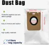 A marketing image showing a dust bag with dimensions and features listed. Produktbild-Vorschau