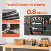 A display of tool organization products, including a pegboard with tools, toolboxes, and a spray gun. Produktbild-Vorschau