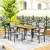 An outdoor dining set with a table and chairs on a patio, set up for a meal. Produktbild-Vorschau