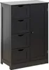 A black wooden cabinet with four drawers on the left and a door on the right. Podgląd zdjęcia produktu
