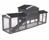 A long, multi-compartment wooden hutch for rabbits or chickens, shown against a white background. Voir les images du produit