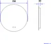 Technical drawing of a round LED bathroom mirror with dimensions and a side profile. Produktbild-Vorschau