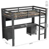 A loft bed with a desk and drawers underneath, shown from a slightly elevated side angle. Voir les images du produit