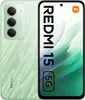 A product shot of a green Xiaomi Redmi 15 5G smartphone, shown from the back and front. Produktbild-Vorschau