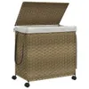 vidaXL Wäschekorb mit Rollen 60x35x60,5 cm Rattan Produktbild-Vorschau 4