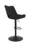 A black fabric bar stool shown from the back and side. Produktbild-Vorschau