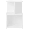 A white, modern-looking shelving unit with two open compartments on top and one larger open compartment on the bottom. Náhled obrázku produktu