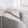 A chrome kitchen faucet with dimensions indicated by red lines and text. Produktbild-Vorschau