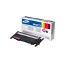 A Samsung magenta toner cartridge and its packaging are shown against a white background. Voir les images du produit
