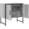 A grey wood-effect cabinet with black metal legs and frame, shown with its doors open. Produktbild-Vorschau