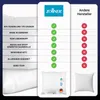 A comparison chart showing features of a pillow from Zollner versus other manufacturers, with images of pillows at the bottom. Produktbild-Vorschau