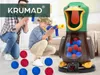 A father and son are playing with a duck-themed shooting game indoors. Voir les images du produit
