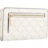 A white L.CREDI wallet with a repeating logo pattern and a gold zipper. Produktbild-Vorschau