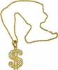 Goldene Dollar Halskette mit "Edelsteinen" Produktbild-Vorschau 2