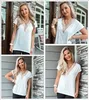 ASKSA Damen Kurzarm T-Shirt V-Ausschnitt Elegant Tunika Produktbild-Vorschau 3