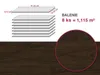 Diagram of stacked vinyl planks with dimensions and packaging information, overlaid on a wood-grain background. Podgląd zdjęcia produktu