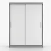 A front view of a closed sliding door wardrobe. Voir les images du produit