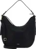 A studio shot of a black leather handbag. Voir les images du produit